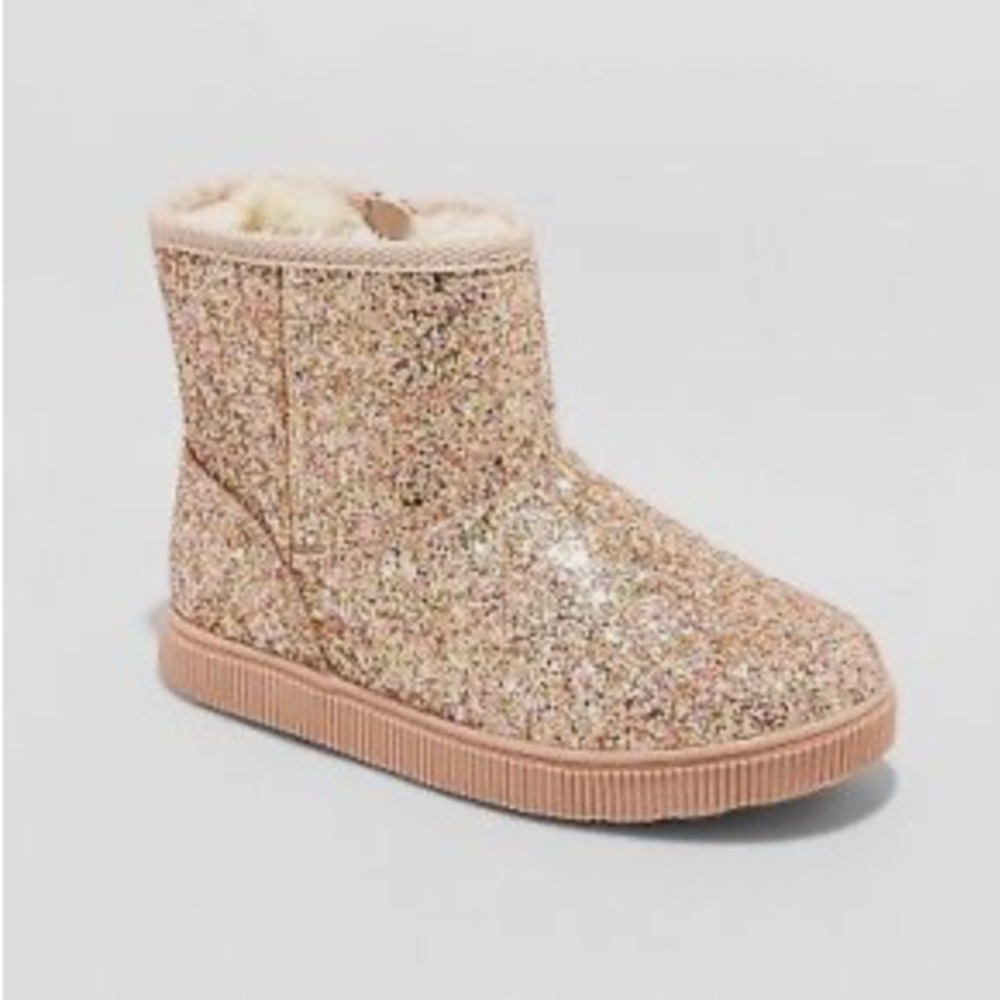 Girls' Holland Zipper Winter Shearling Style Boots - Cat & Jack Pink 4
